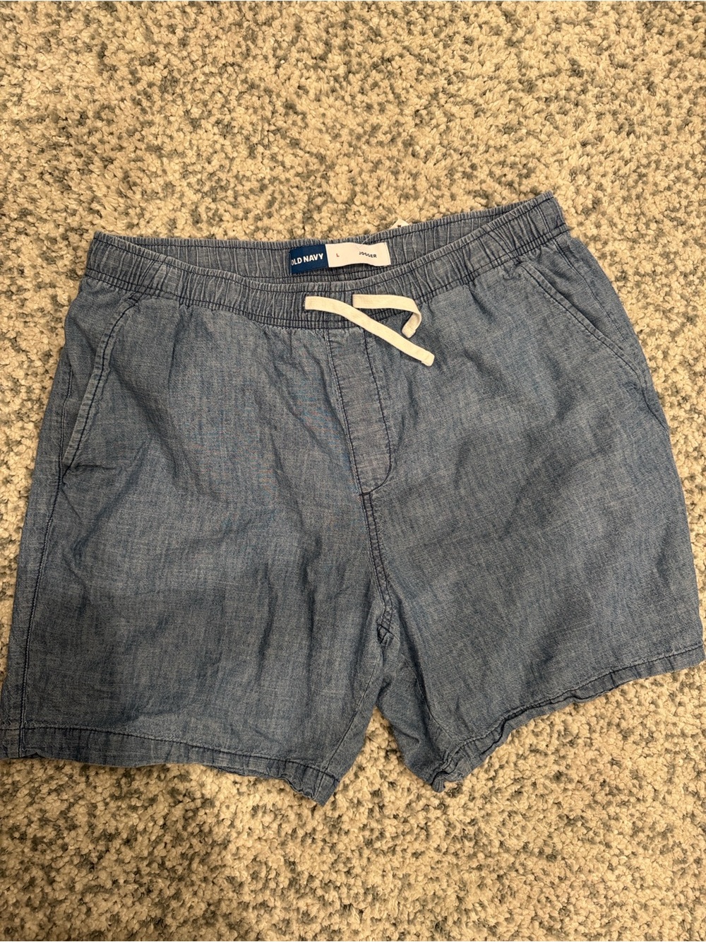 Old Navy Light Blue Chambray Drawstring Athletic Shorts